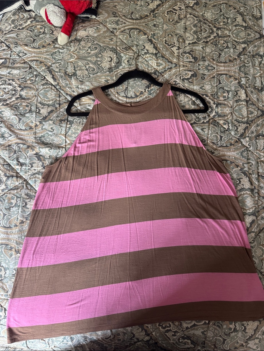 J. Jill Brown and Pink Wide-Strap Tank Top